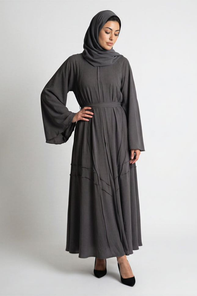 Tie-Waist Bell Sleeve Tiered Abaya JILBAYA