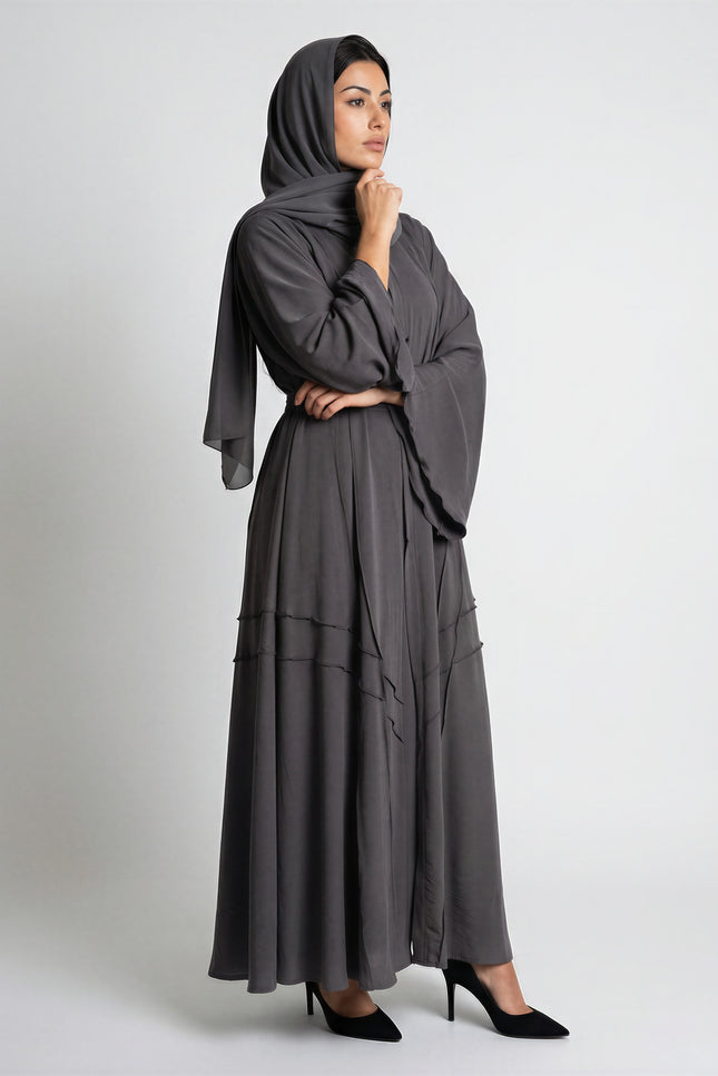 Tie-Waist Bell Sleeve Tiered Abaya JILBAYA