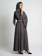 Tie-Waist Bell Sleeve Tiered Abaya JILBAYA