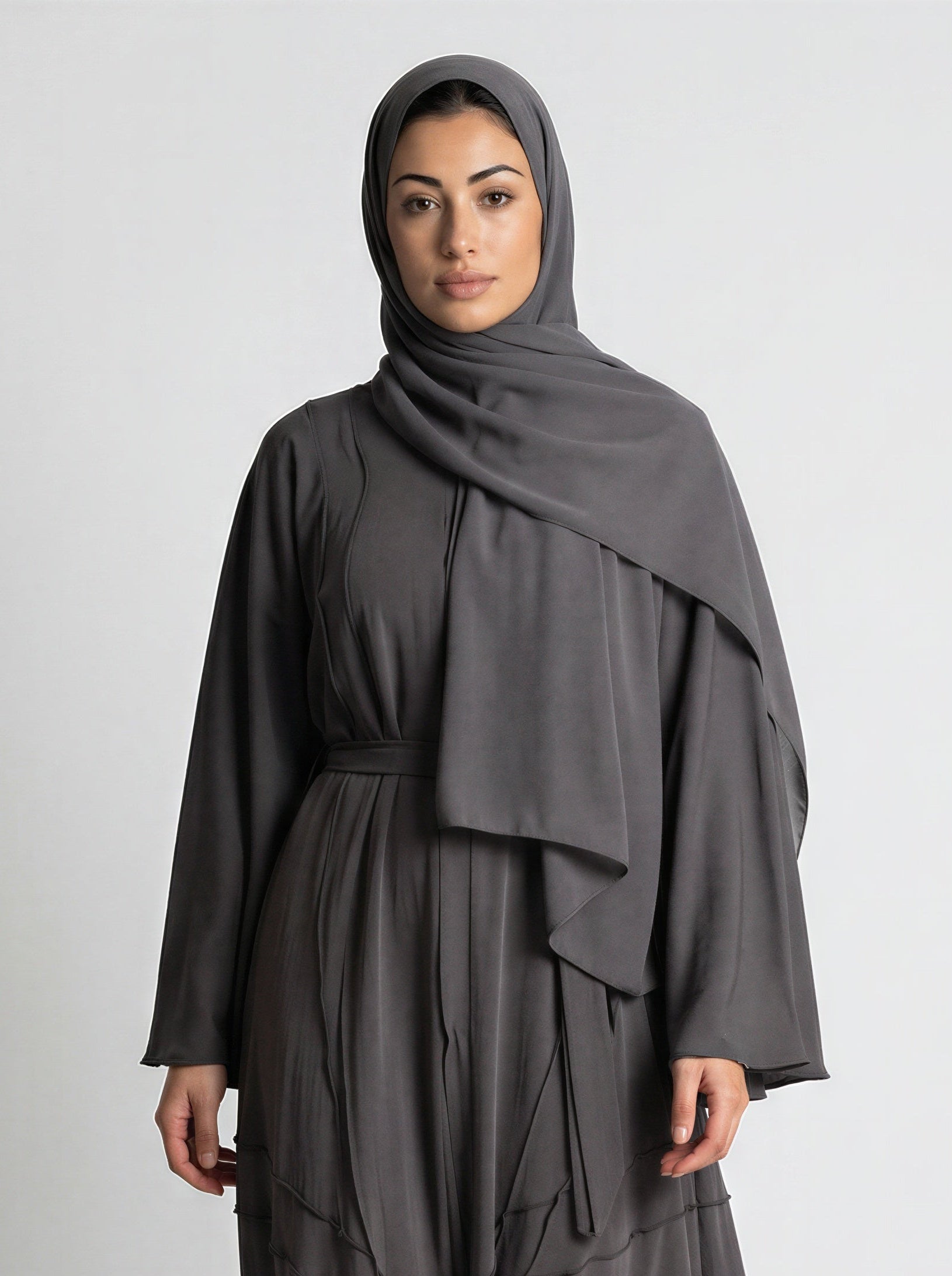 Tie-Waist Bell Sleeve Tiered Abaya JILBAYA