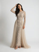 Crystal-Embellished Cape Gown JILBAYA