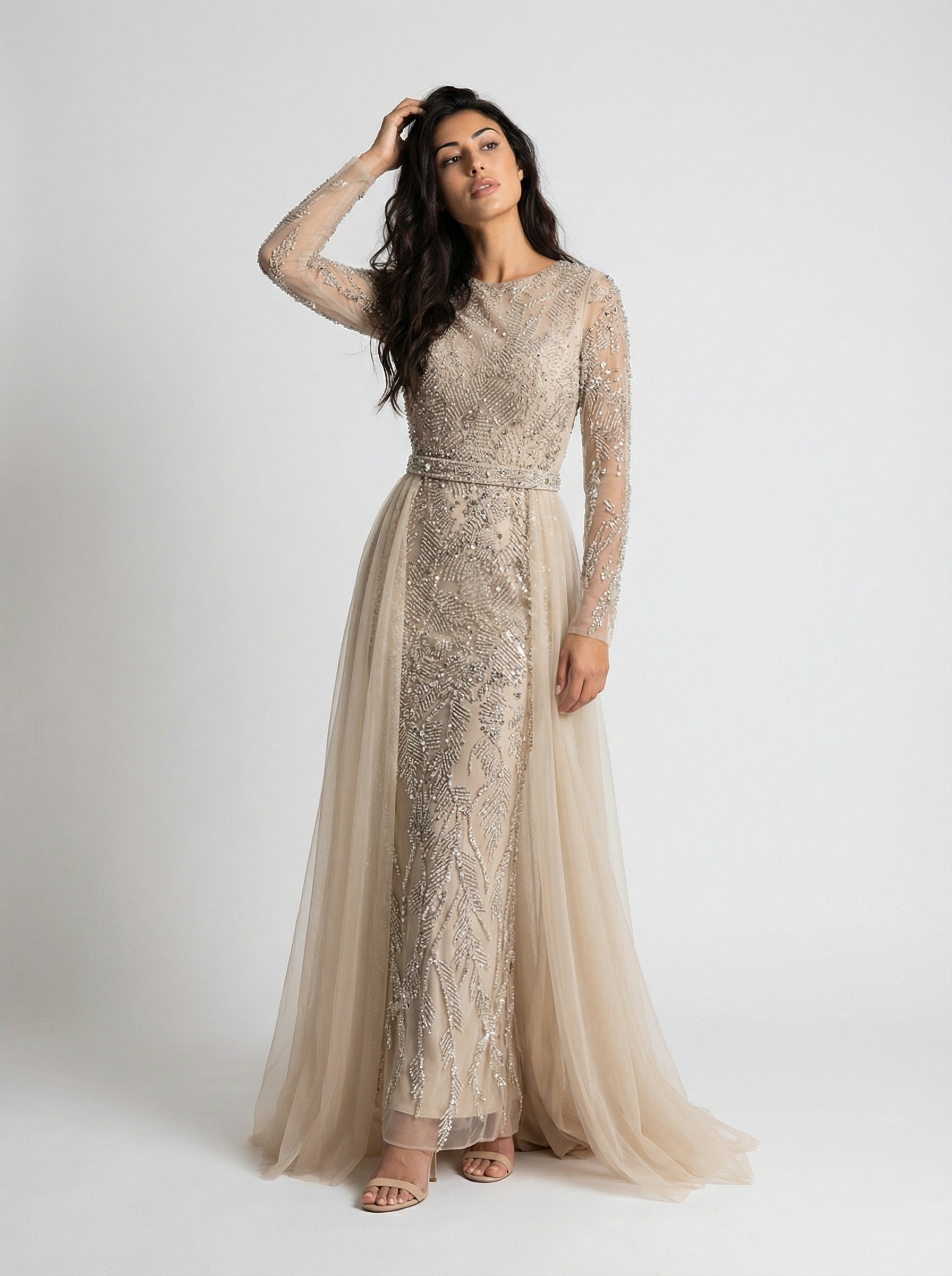 Crystal-Embellished Cape Gown JILBAYA