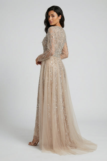 Crystal-Embellished Cape Gown JILBAYA