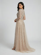 Crystal-Embellished Cape Gown JILBAYA