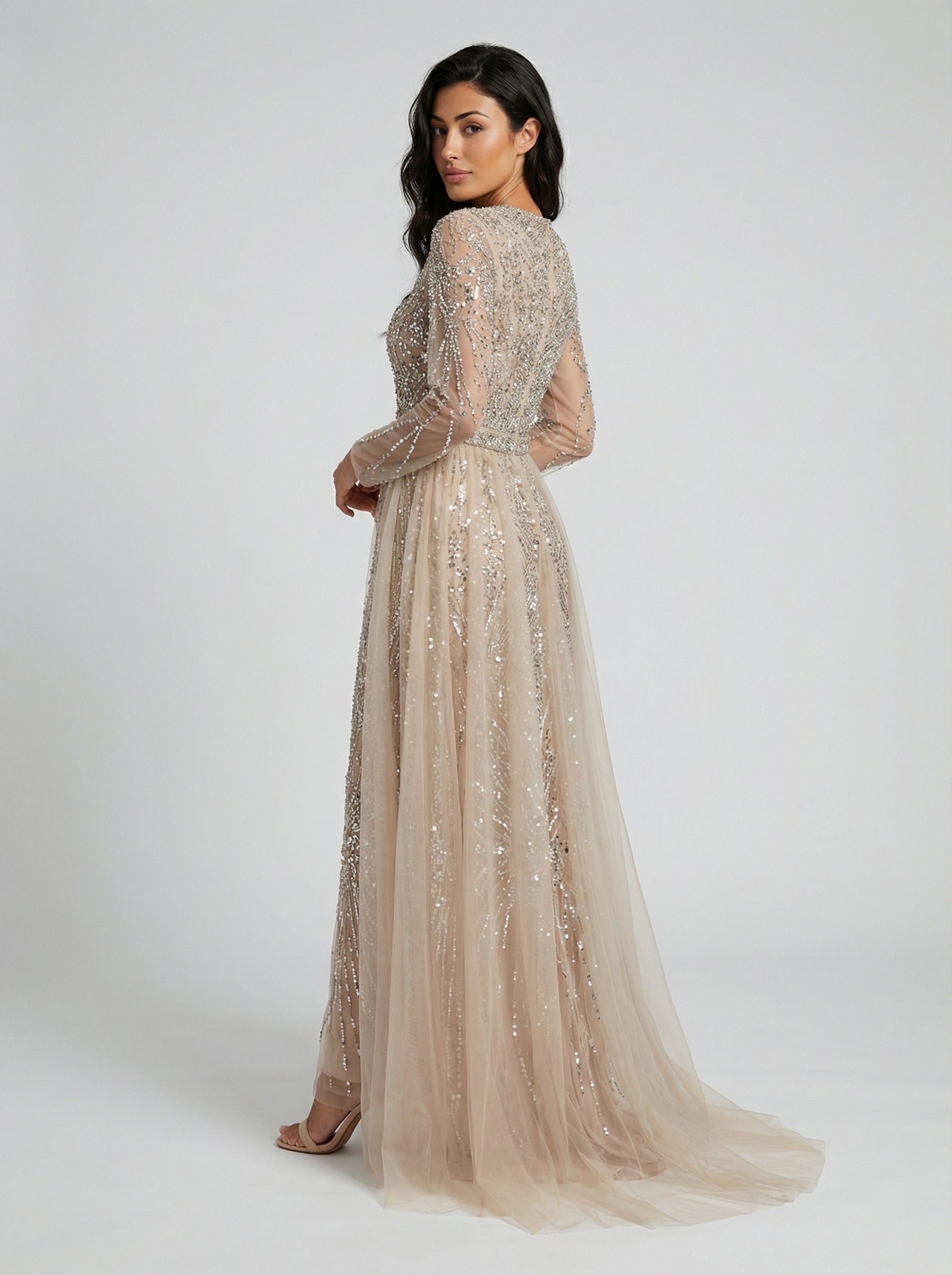 Crystal-Embellished Cape Gown JILBAYA