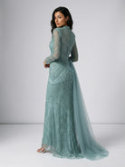 Signature Hand-Beaded High-Neck Drape Gown JILBAYA