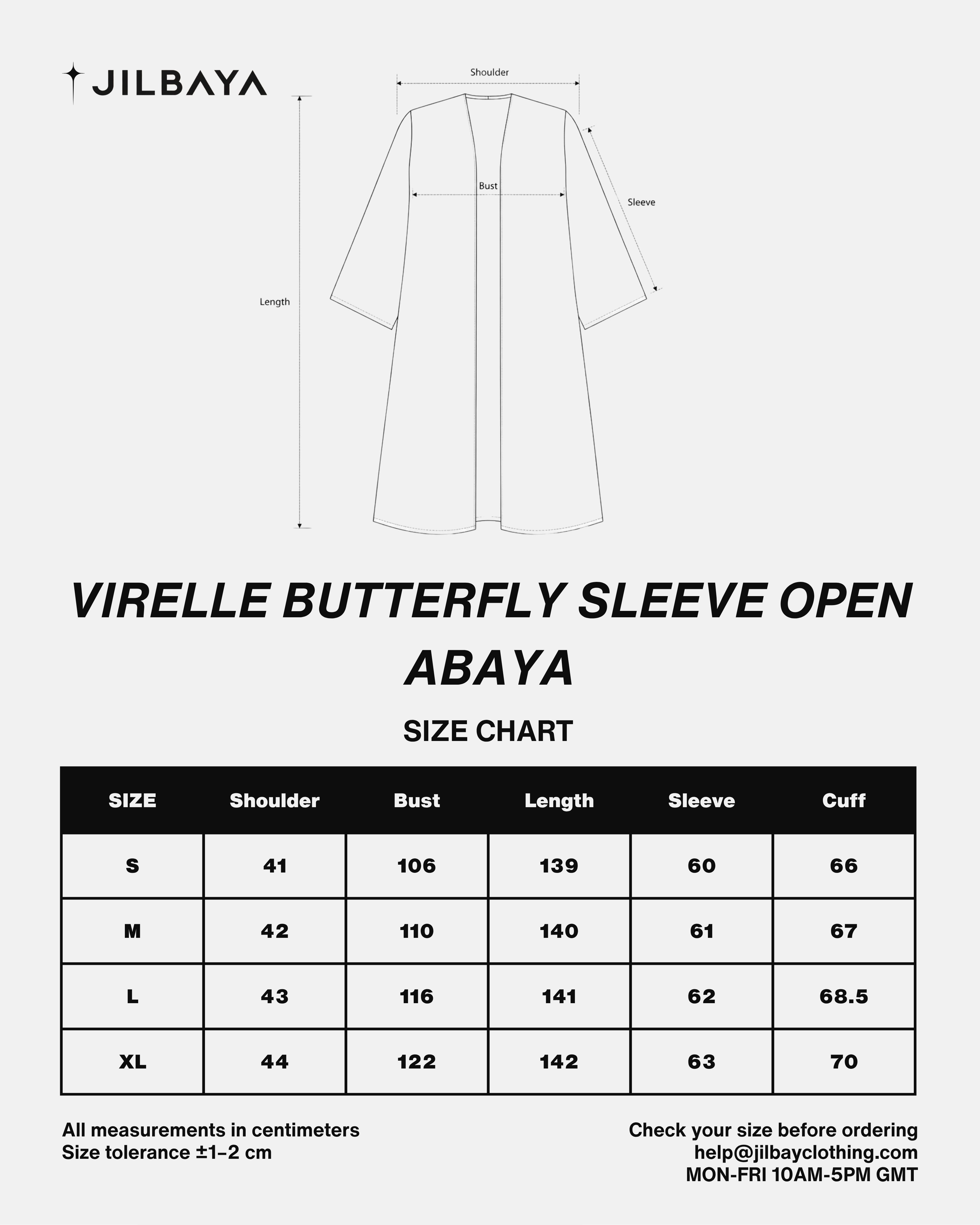 Virelle Butterfly Sleeve Open Abaya JILBAYA
