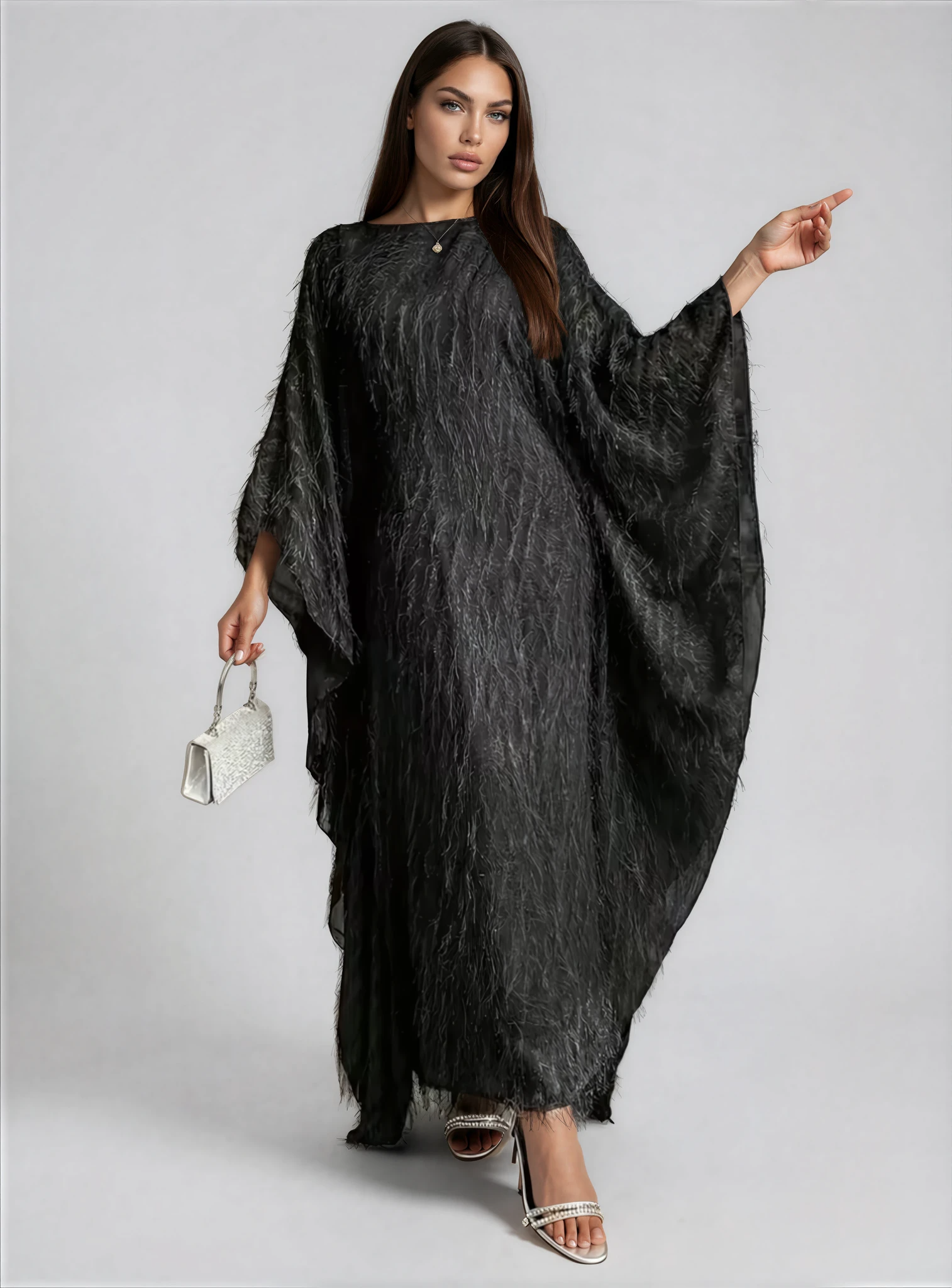 Feathered Texture Kaftan JILBAYA