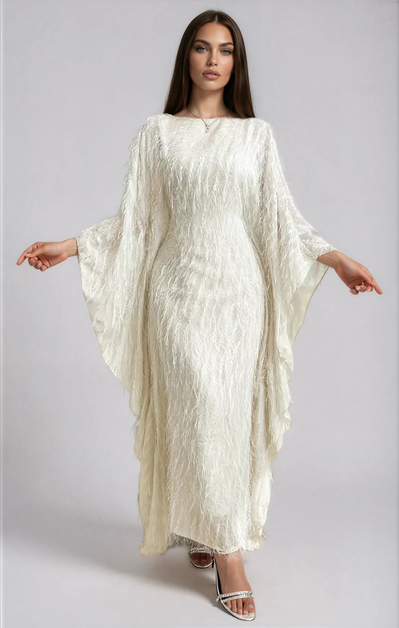 Feathered Texture Kaftan JILBAYA