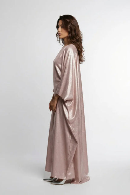 Shiny Modest Kaftan Dress with Tie Belt JILBAYA