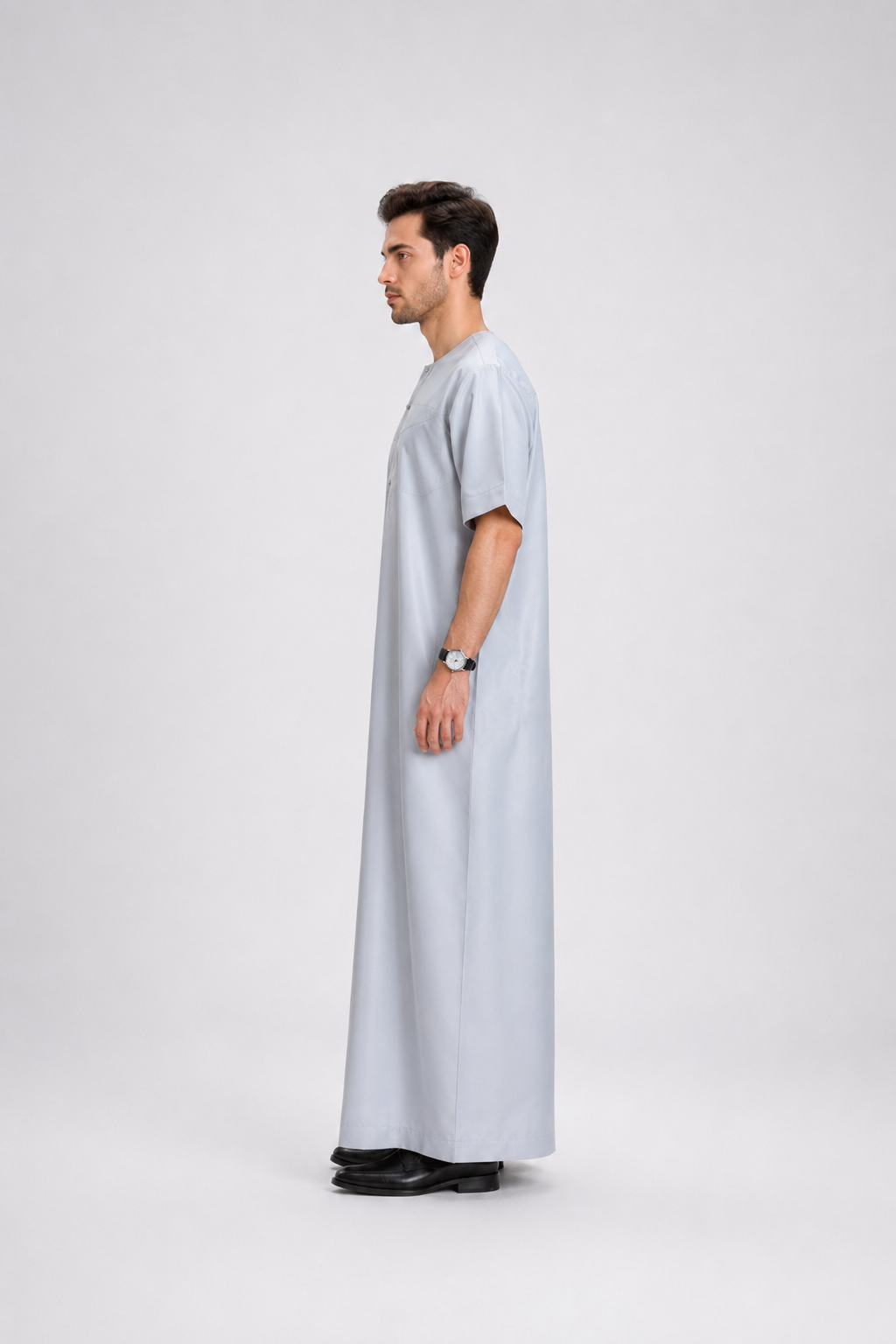 Light Grey Short Sleeve Emirati Thobe JILBAYA